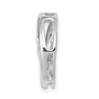 14k White Gold 3.2mm AA Diamond Three Stone Circles Chain Slide Pendant
