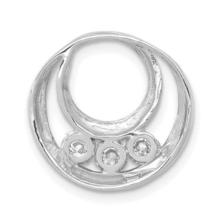 14k White Gold 3.2mm AA Diamond Three Stone Circles Chain Slide Pendant