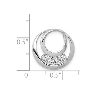 14k White Gold 3.2mm A Diamond Three Stone Circles Chain Slide Pendant