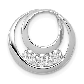 14k White Gold 3.2mm A Diamond Three Stone Circles Chain Slide Pendant