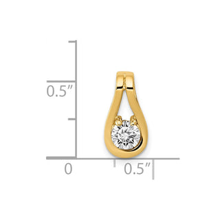 14k Yellow Gold 4.7mm AA Diamond Teardrop Shape Slide Pendant