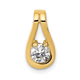 14k Yellow Gold 4.7mm AA Diamond Teardrop Shape Slide Pendant