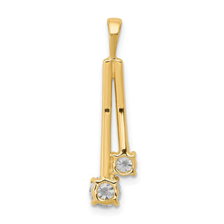 14k Yellow Gold AA Diamond Two Stone Pendant
