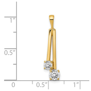 14k Yellow Gold AA Diamond Two Stone Pendant
