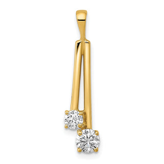 14k Yellow Gold A Diamond Two Stone Pendant
