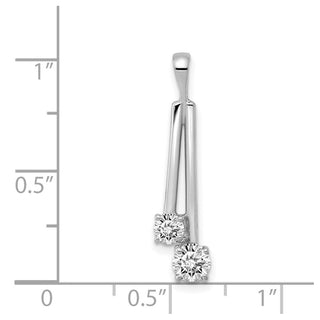 14k White Gold AA Diamond Two Stone Pendant