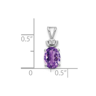 14k White Gold 8x6mm Oval Amethyst VS Diamond Pendant