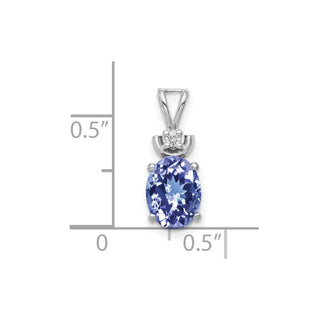 14k White Gold 8x6mm Oval Tanzanite VS Diamond Pendant