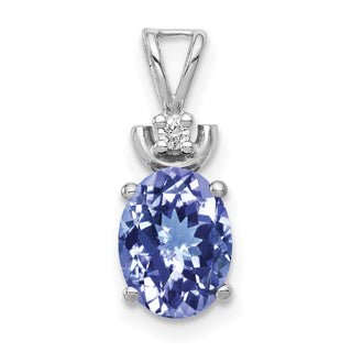 14k White Gold 8x6mm Oval Tanzanite A Diamond Pendant