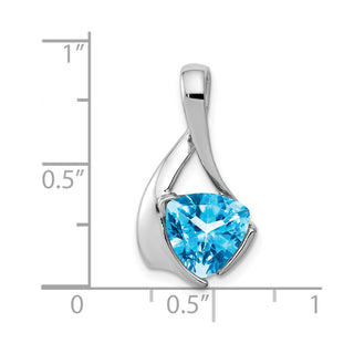 14k White Gold 8mm Blue Topaz Pendant