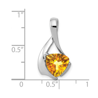 14k White Gold 8mm Citrine Pendant