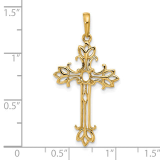 14k Yellow Gold 5x3mm Oval Pink Tourmaline cross pendant