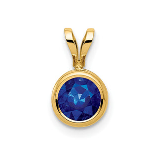 14k Yellow Gold 6mm Sapphire Bezel Pendant XP301S