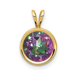 14k Yellow Gold 8mm Fire Topaz bezel pendant