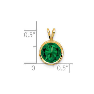 14k Yellow Gold 8mm Synthetic Mount St. Helens Bezel Pendant