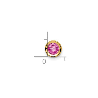 14k Yellow Gold 5mm Pink Sapphire Bezel Pendant
