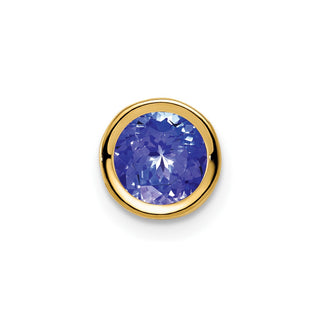 14k Yellow Gold 6mm Tanzanite Bezel Pendant XP321T