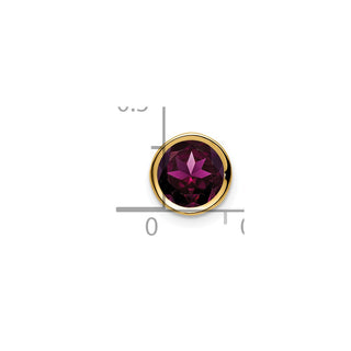 14k Yellow Gold 7mm Rhodolite Garnet bezel pendant