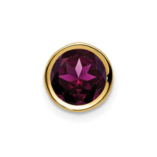 14k Yellow Gold 7mm Rhodolite Garnet bezel pendant