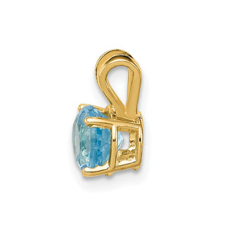 14k Yellow Gold 6mm Blue Topaz Pendant