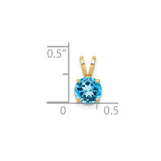 14k Yellow Gold 6mm Blue Topaz Pendant