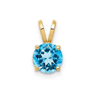 14k Yellow Gold 6mm Blue Topaz Pendant