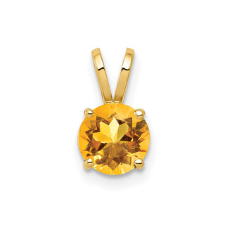 14k Yellow Gold 6mm Citrine Pendant