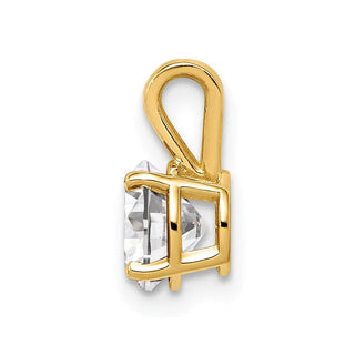 14k Yellow Gold 6mm Cubic Zirconia Pendant