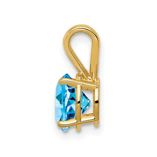 14k Yellow Gold 7mm Blue Topaz Pendant