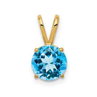14k Yellow Gold 7mm Blue Topaz Pendant