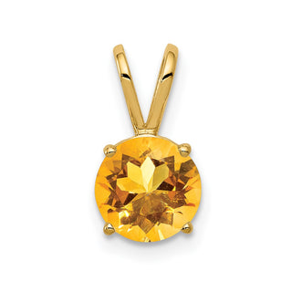 14k Yellow Gold 7mm Citrine Pendant