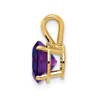 14k Yellow Gold 8mm Amethyst Pendant