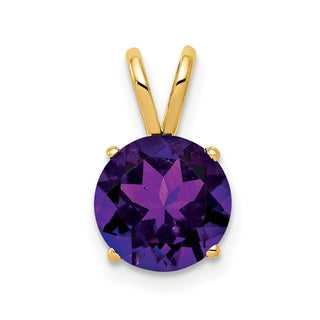 14k Yellow Gold 8mm Amethyst Pendant