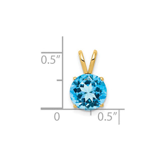 14k Yellow Gold 8mm Blue Topaz Pendant
