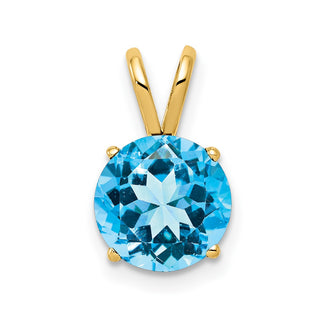 14k Yellow Gold 8mm Blue Topaz Pendant