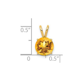 14k Yellow Gold 8mm Citrine Pendant