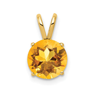 14k Yellow Gold 8mm Citrine Pendant