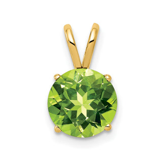 14k Yellow Gold 8mm Peridot Pendant