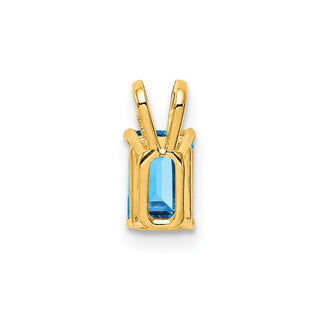 14k Yellow Gold 6x4mm Emerald-cut Blue Topaz Pendant
