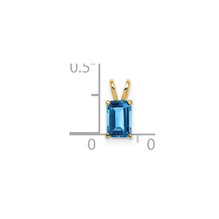 14k Yellow Gold 6x4mm Emerald-cut Blue Topaz Pendant