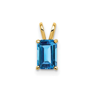 14k Yellow Gold 6x4mm Emerald-cut Blue Topaz Pendant