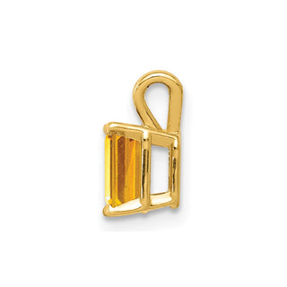 14k Yellow Gold 6x4mm Emerald-cut Citrine Pendant