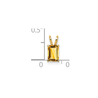 14k Yellow Gold 6x4mm Emerald-cut Citrine Pendant