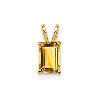 14k Yellow Gold 6x4mm Emerald-cut Citrine Pendant