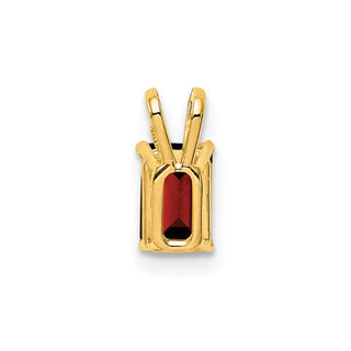 14k Yellow Gold 6x4mm Emerald-cut Garnet Pendant