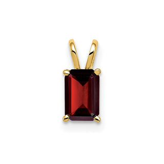 14k Yellow Gold 6x4mm Emerald-cut Garnet Pendant