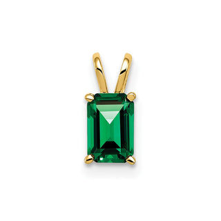 14k Yellow Gold 6x4mm Emerald-cut Synthetic Mount St. Helens Pendant