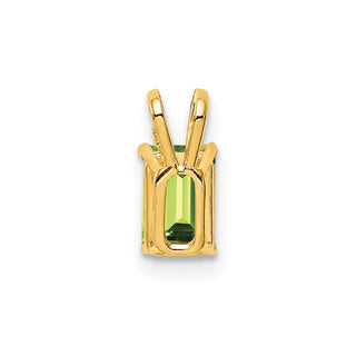 14k Yellow Gold 6x4mm Emerald-cut Peridot Pendant