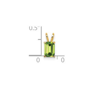 14k Yellow Gold 6x4mm Emerald-cut Peridot Pendant