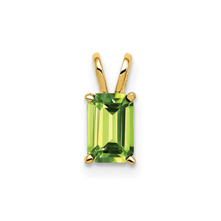 14k Yellow Gold 6x4mm Emerald-cut Peridot Pendant